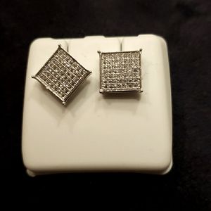 Luti Silver princess square diamond CZ earrings